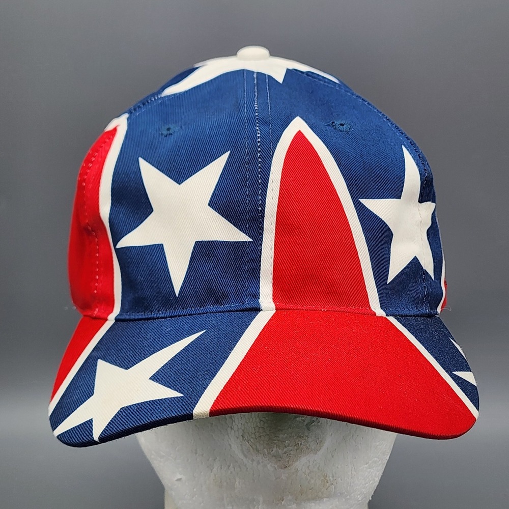 Vintage‎ Global Caps Hat Mens Red Rebel South Confederate Flag Snapback NOS
